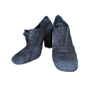 Women's Navy Suede Block Heel Ankle Shoes